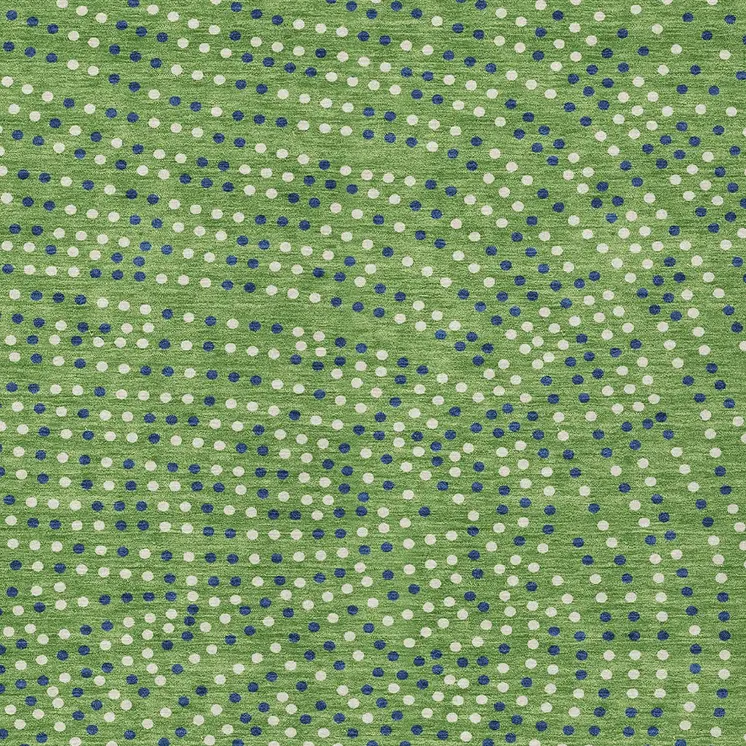 5' X 8' Green Blue And Ivory Polka Dot Washable Indoor Outdoor Area Rug