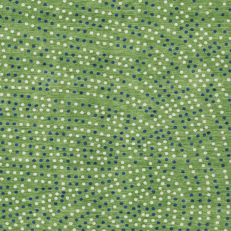 9' X 12' Green Blue And Ivory Polka Dot Washable Indoor Outdoor Area Rug