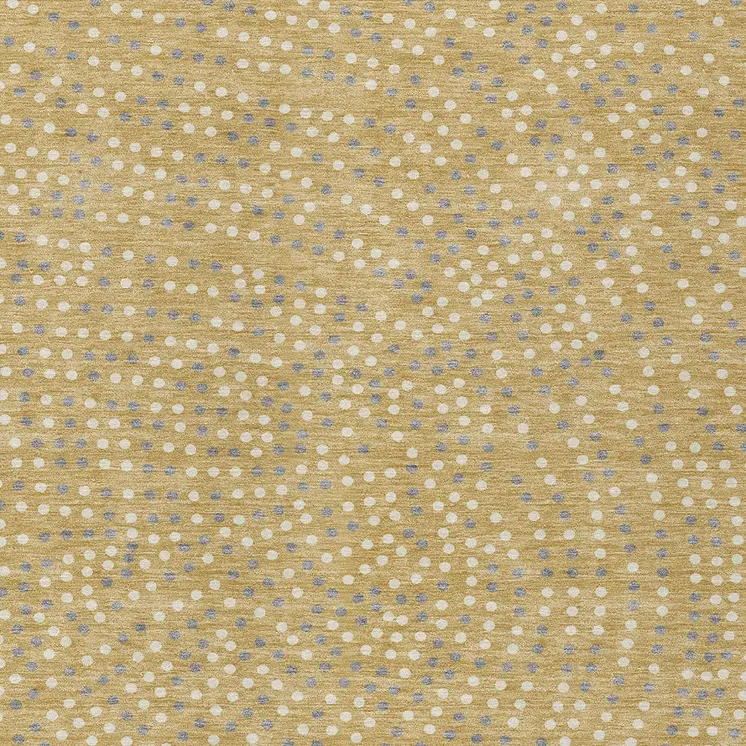 5' X 8' Gold Gray And Ivory Polka Dot Washable Indoor Outdoor Area Rug