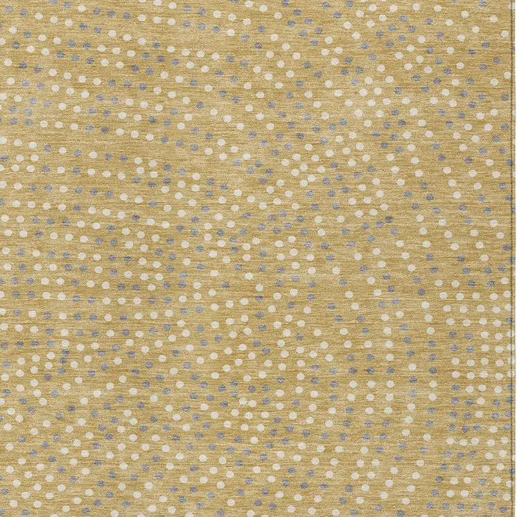 8' X 10' Gold Gray And Ivory Polka Dot Washable Indoor Outdoor Area Rug