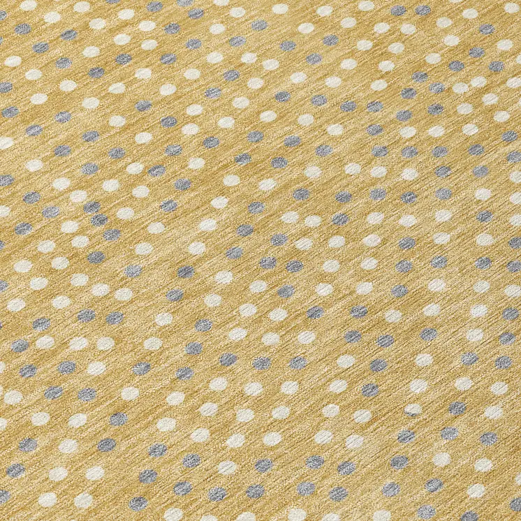 9' X 12' Gold Gray And Ivory Polka Dot Washable Indoor Outdoor Area Rug