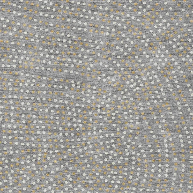 3' X 5' Gray Gold And Ivory Polka Dot Washable Indoor Outdoor Area Rug