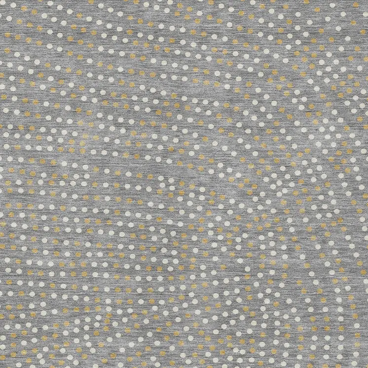8' X 10' Gray Gold And Ivory Polka Dot Washable Indoor Outdoor Area Rug