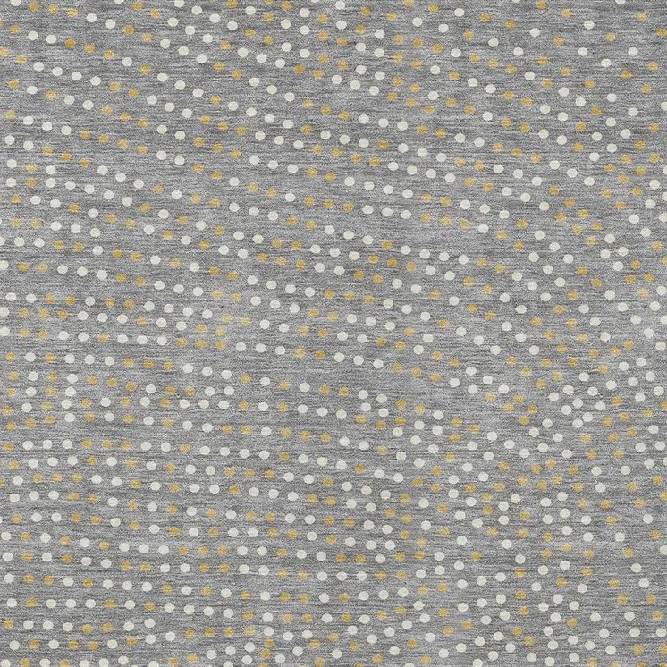 10' X 14' Gray Gold And Ivory Polka Dot Washable Indoor Outdoor Area Rug