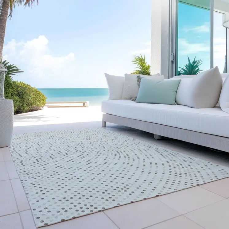 3' X 5' Ivory And Brown Polka Dot Washable Indoor Outdoor Area Rug