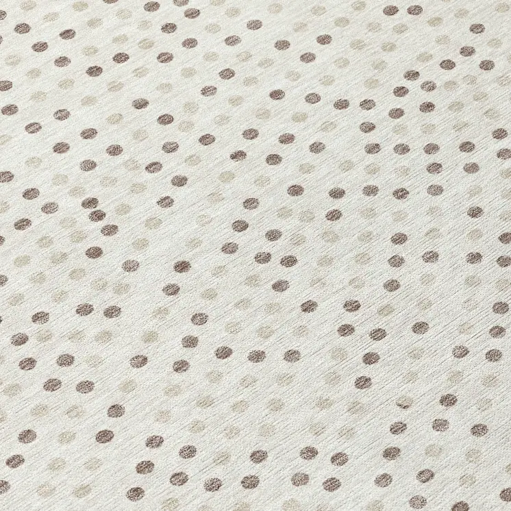 8' Ivory And Brown Round Polka Dot Washable Indoor Outdoor Area Rug