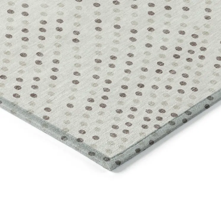 10' X 14' Ivory And Brown Polka Dot Washable Indoor Outdoor Area Rug