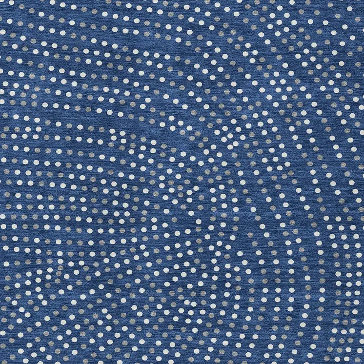 3' X 5' Navy Blue Gray And Ivory Polka Dot Washable Indoor Outdoor Area Rug