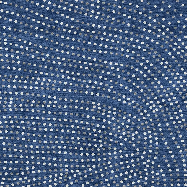 5' X 8' Navy Blue Gray And Ivory Polka Dot Washable Indoor Outdoor Area Rug
