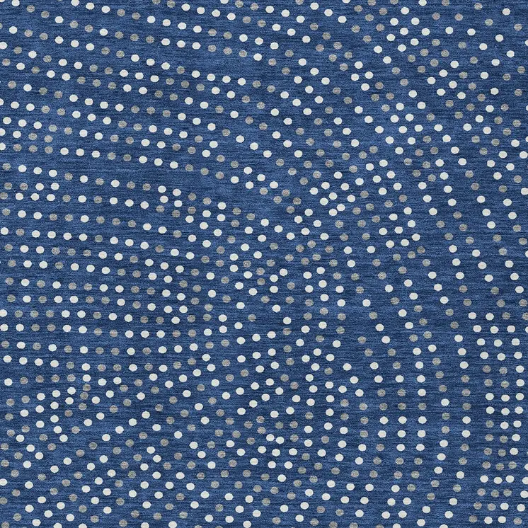 8' X 10' Navy Blue Gray And Ivory Polka Dot Washable Indoor Outdoor Area Rug