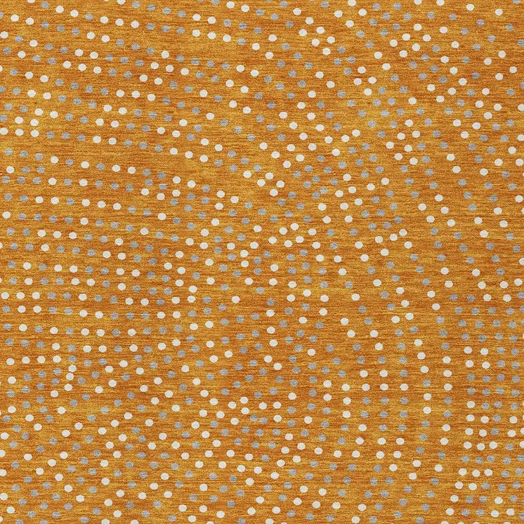 3' X 5' Orange Gray And Ivory Polka Dot Washable Indoor Outdoor Area Rug