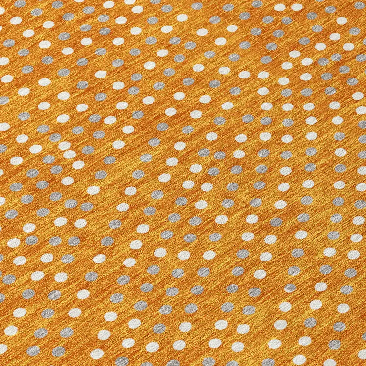 8' Orange Gray And Ivory Round Polka Dot Washable Indoor Outdoor Area Rug