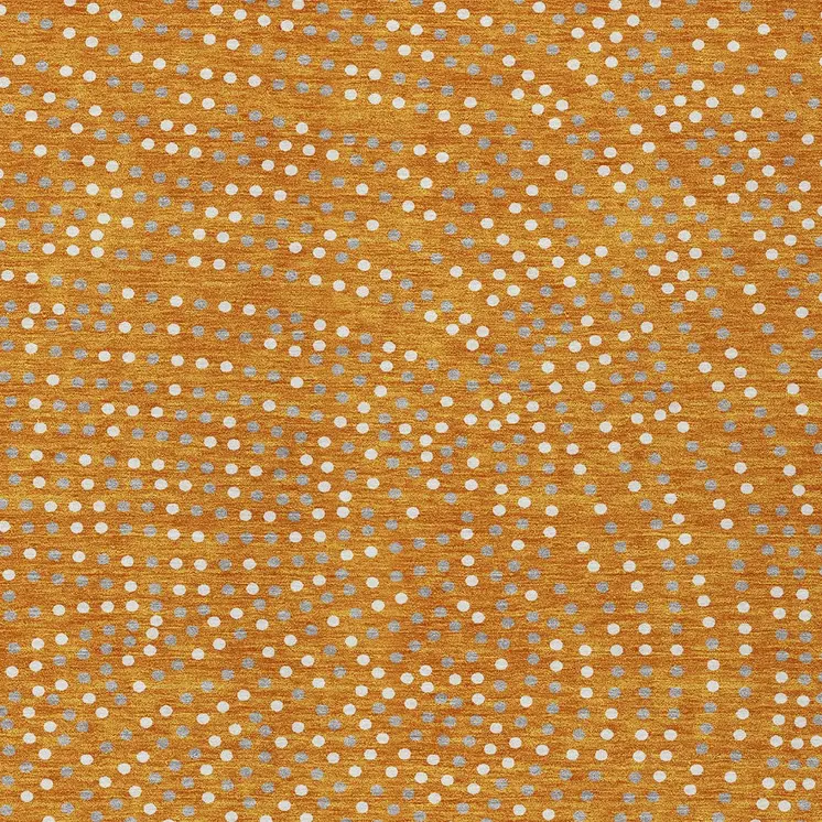 10' X 14' Orange Gray And Ivory Polka Dot Washable Indoor Outdoor Area Rug