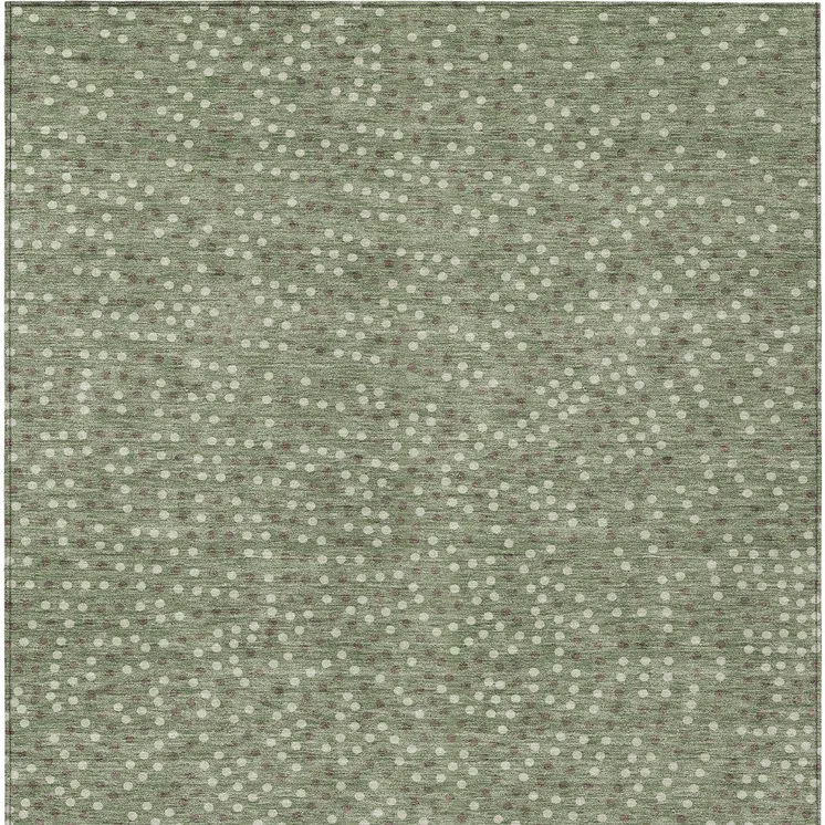 5' X 8' Sage Gray And Ivory Polka Dot Washable Indoor Outdoor Area Rug