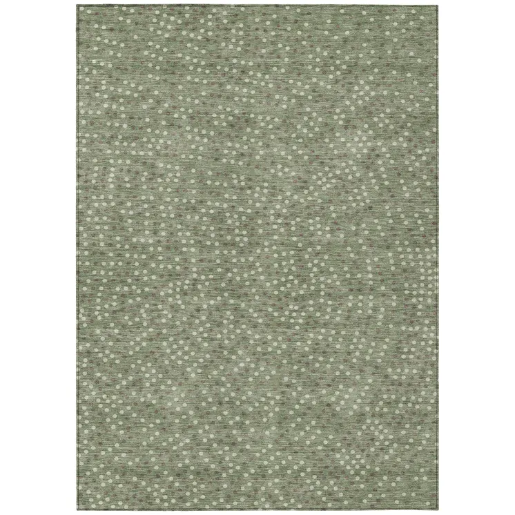 10' X 14' Sage Gray And Ivory Polka Dot Washable Indoor Outdoor Area Rug