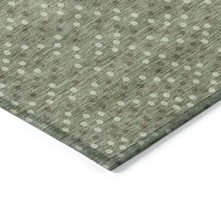 10' X 14' Sage Gray And Ivory Polka Dot Washable Indoor Outdoor Area Rug