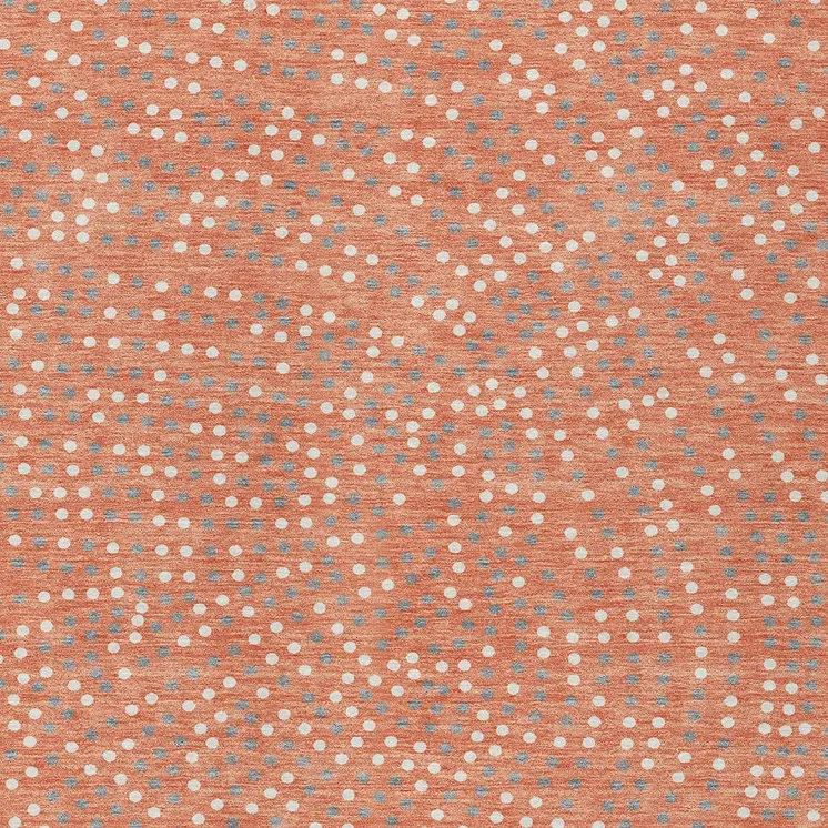 8' X 10' Salmon Gray And Ivory Polka Dot Washable Indoor Outdoor Area Rug