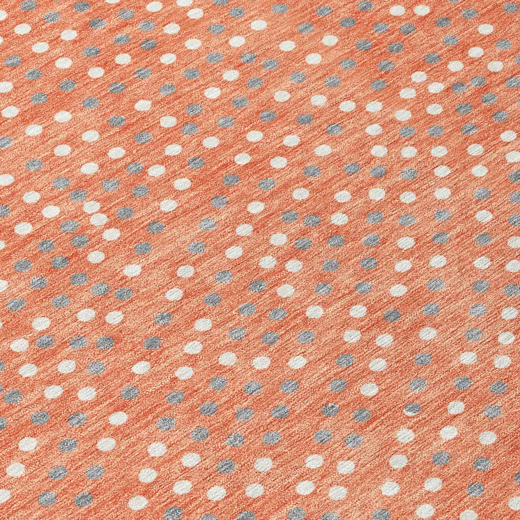 9' X 12' Salmon Gray And Ivory Polka Dot Washable Indoor Outdoor Area Rug