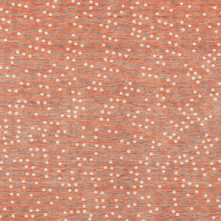 10' X 14' Salmon Gray And Ivory Polka Dot Washable Indoor Outdoor Area Rug