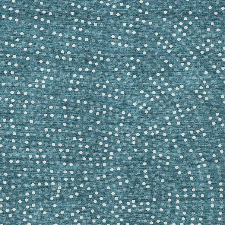 5' X 8' Teal Blue Gray And Ivory Polka Dot Washable Indoor Outdoor Area Rug
