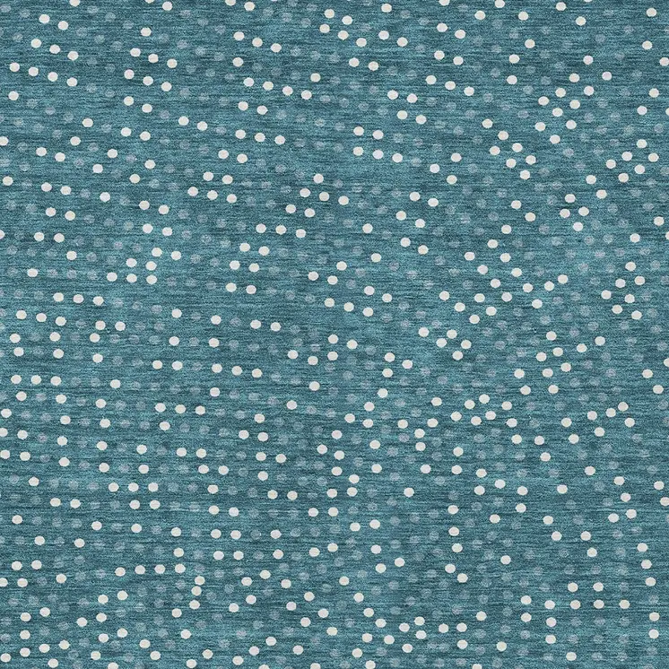 9' X 12' Teal Blue Gray And Ivory Polka Dot Washable Indoor Outdoor Area Rug