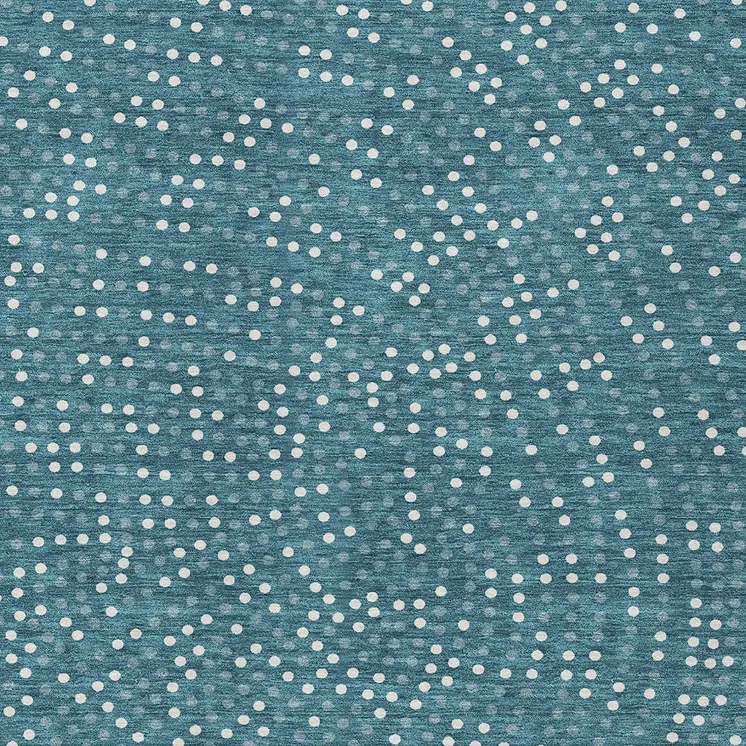 10' X 14' Teal Blue Gray And Ivory Polka Dot Washable Indoor Outdoor Area Rug