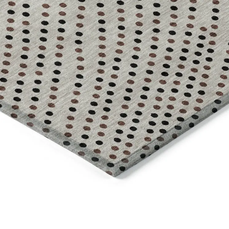 3' X 5' Taupe Black And Brown Polka Dot Washable Indoor Outdoor Area Rug
