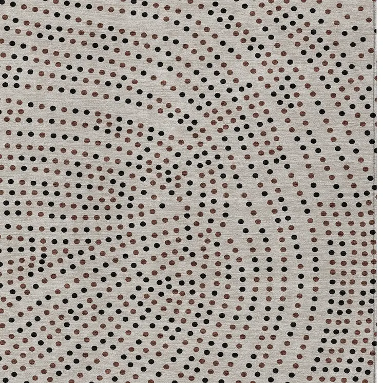 3' X 5' Taupe Black And Brown Polka Dot Washable Indoor Outdoor Area Rug