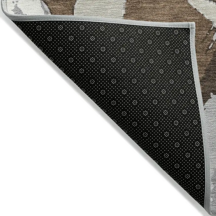 8' X 10' Brown Beige And Gray Abstract Washable Indoor Outdoor Area Rug