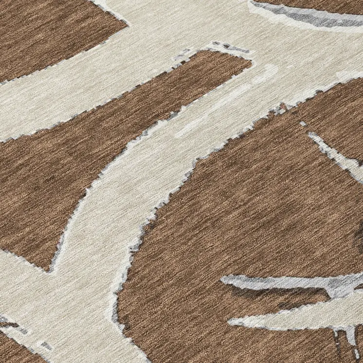 8' X 10' Brown Beige And Gray Abstract Washable Indoor Outdoor Area Rug
