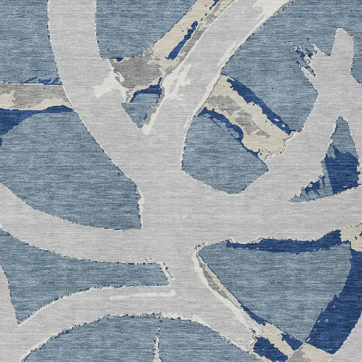 3' X 5' Gray Abstract Washable Indoor Outdoor Area Rug