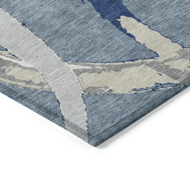 5' X 8' Gray Abstract Washable Indoor Outdoor Area Rug