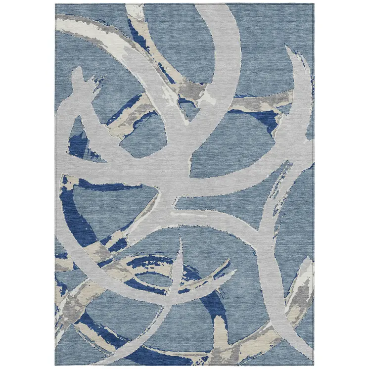 10' X 14' Gray Abstract Washable Indoor Outdoor Area Rug