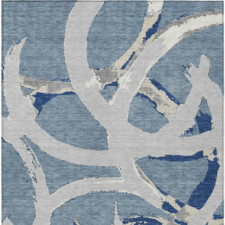 10' X 14' Gray Abstract Washable Indoor Outdoor Area Rug