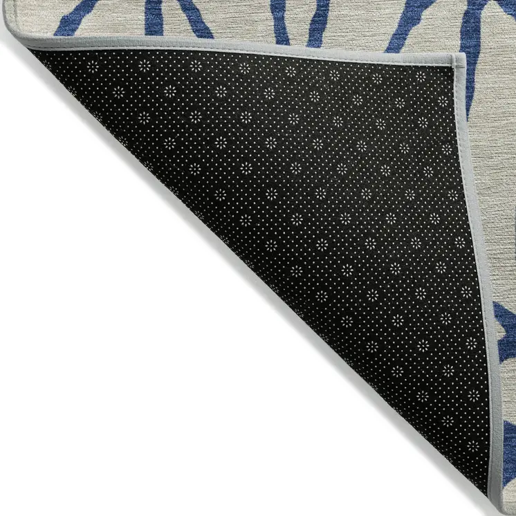 10' X 14' Beige And Blue Geometric Washable Indoor Outdoor Area Rug