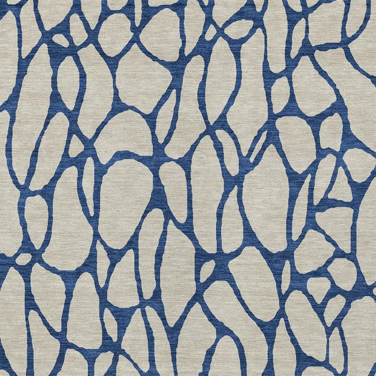 10' X 14' Beige And Blue Geometric Washable Indoor Outdoor Area Rug