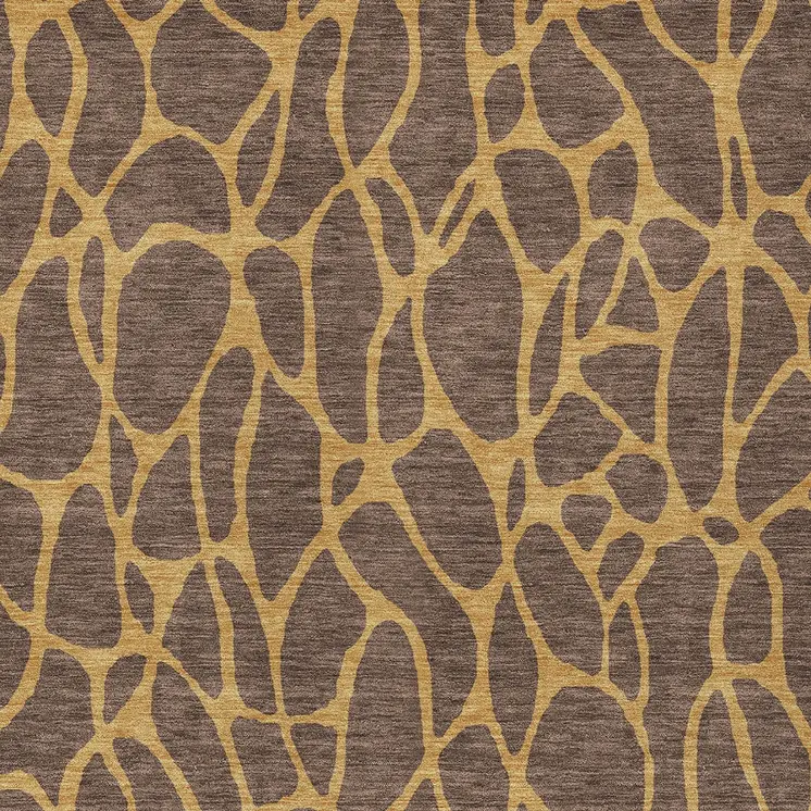 3' X 5' Brown And Gold Geometric Washable Indoor Outdoor Area Rug