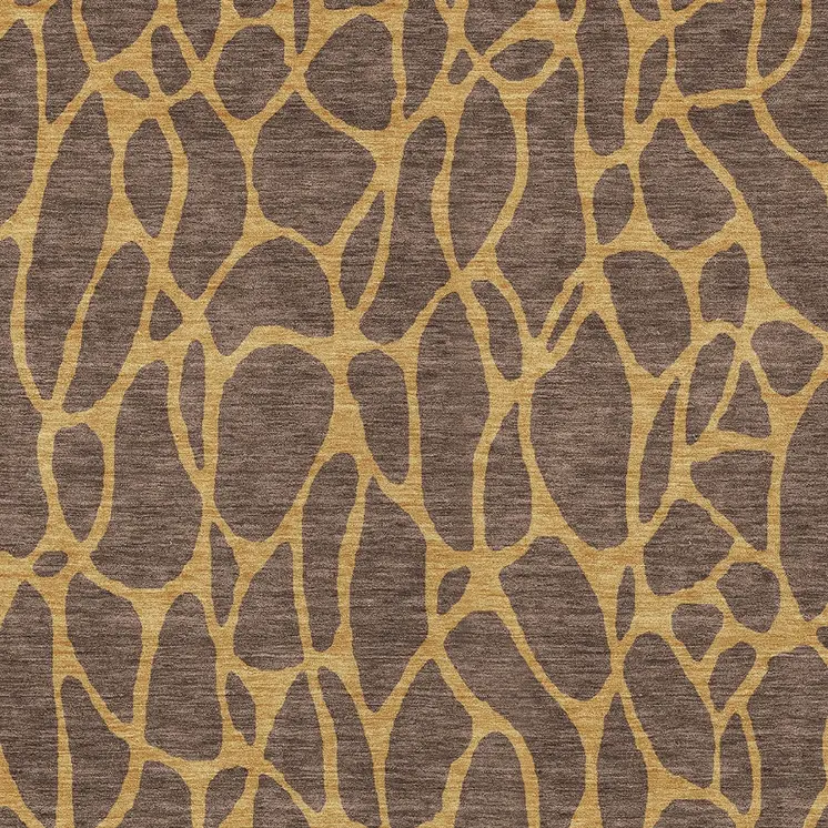 5' X 8' Brown And Gold Geometric Washable Indoor Outdoor Area Rug