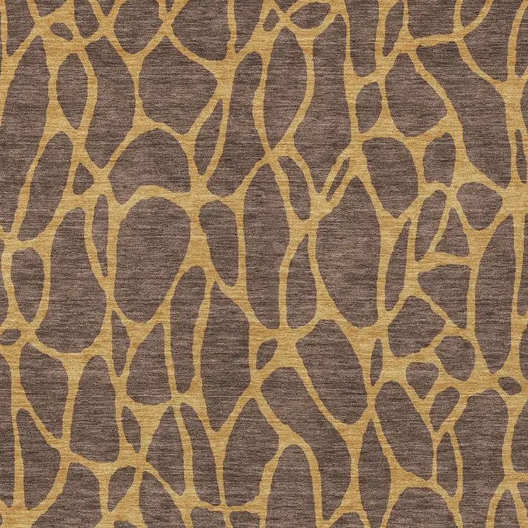 8' X 10' Brown And Gold Geometric Washable Indoor Outdoor Area Rug