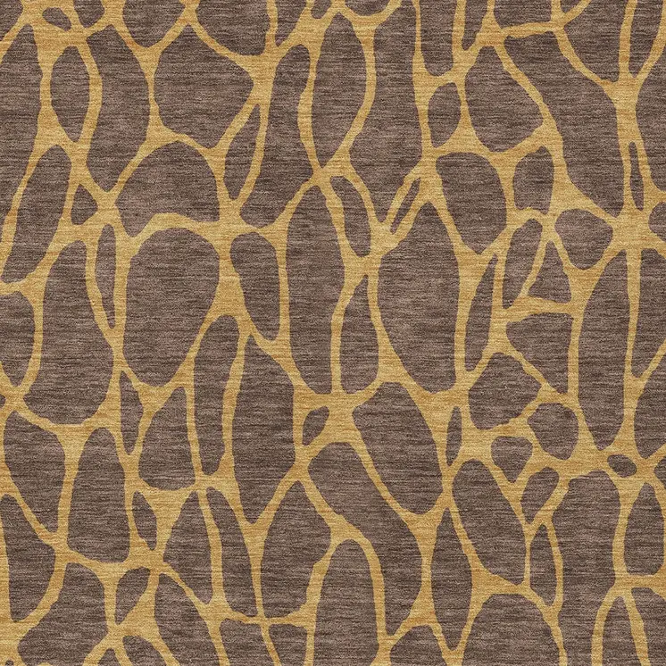 10' X 14' Brown And Gold Geometric Washable Indoor Outdoor Area Rug