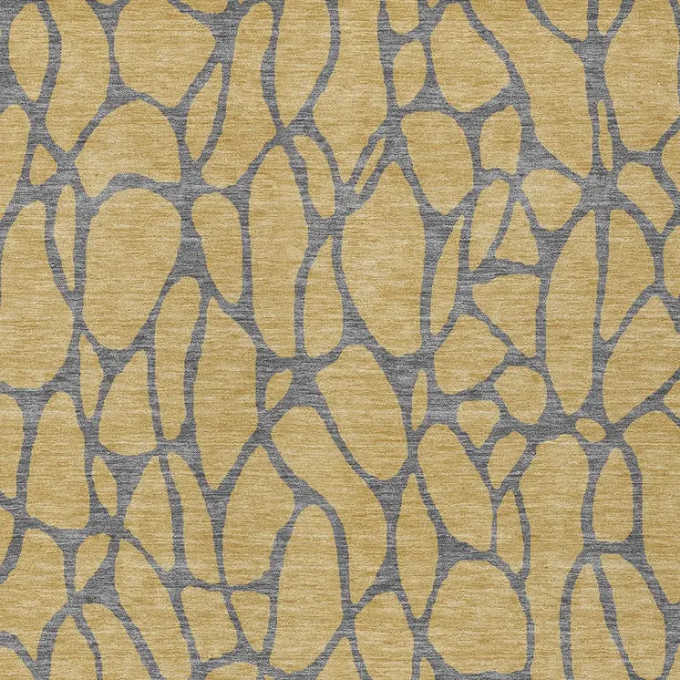 5' X 8' Gold And Gray Geometric Washable Indoor Outdoor Area Rug