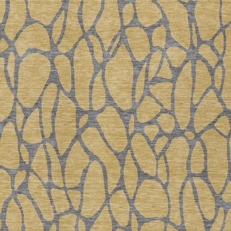 8' X 10' Gold And Gray Geometric Washable Indoor Outdoor Area Rug