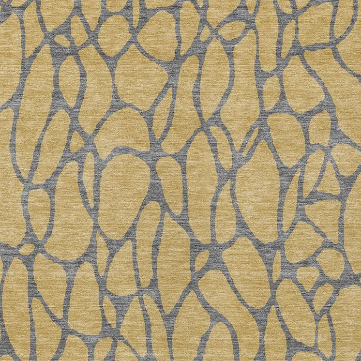10' X 14' Gold And Gray Geometric Washable Indoor Outdoor Area Rug