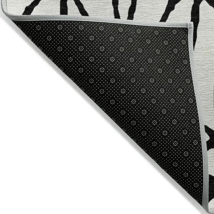 10' X 14' Ivory And Black Geometric Washable Indoor Outdoor Area Rug