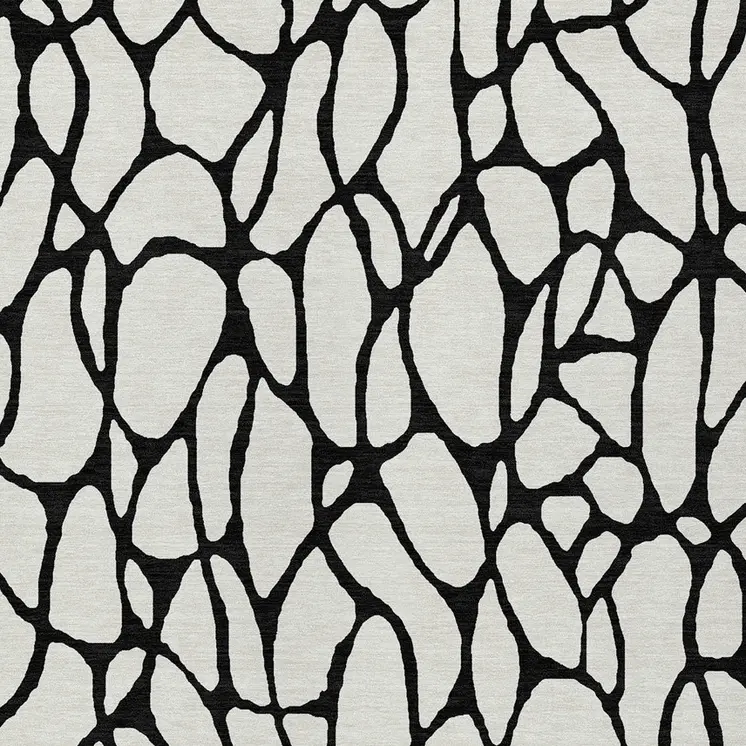 10' X 14' Ivory And Black Geometric Washable Indoor Outdoor Area Rug