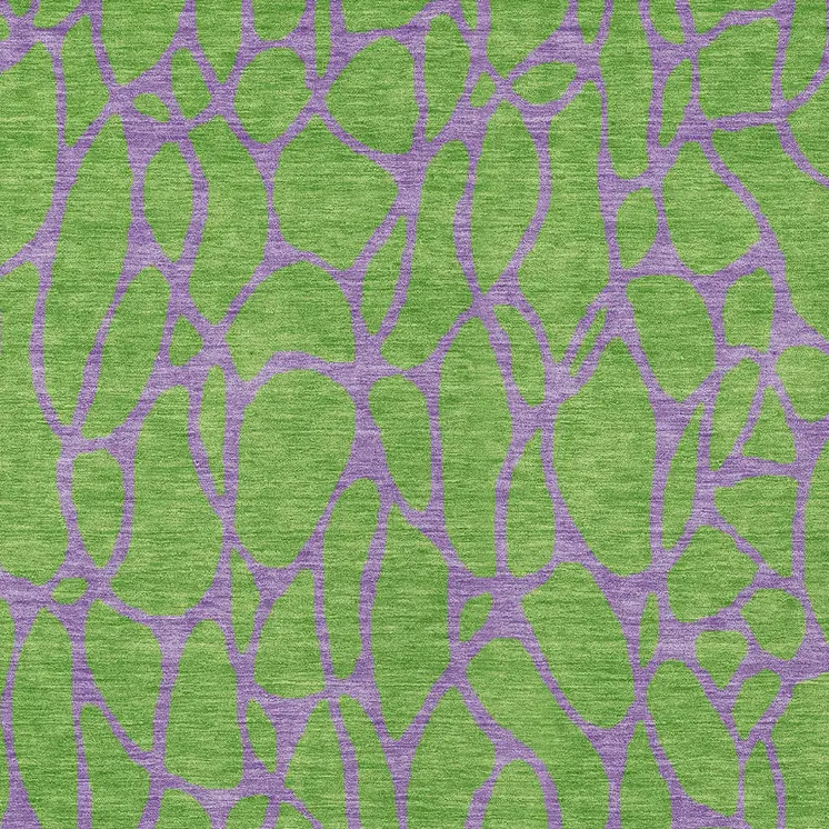 3' X 5' Lime Green And Purple Geometric Washable Indoor Outdoor Area Rug