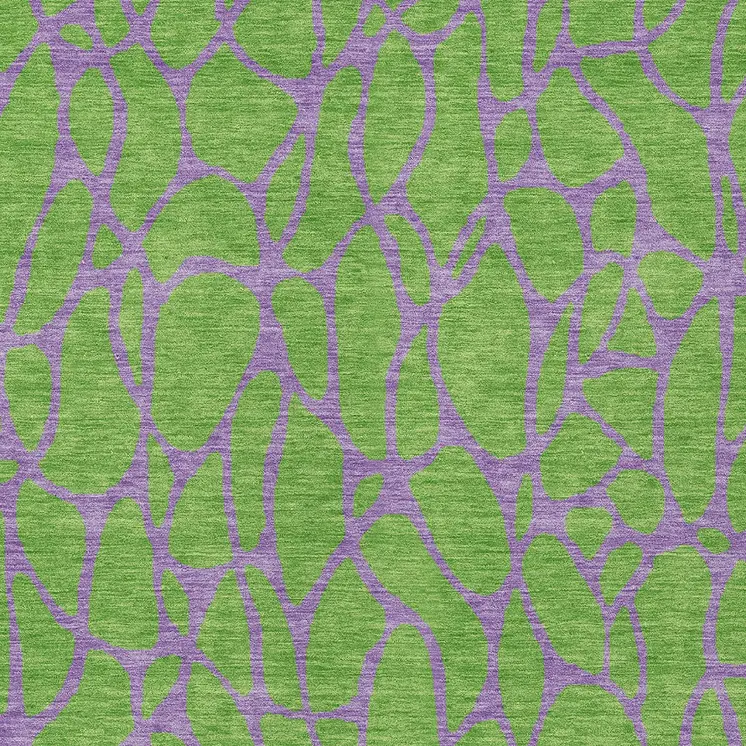 5' X 8' Lime Green And Purple Geometric Washable Indoor Outdoor Area Rug