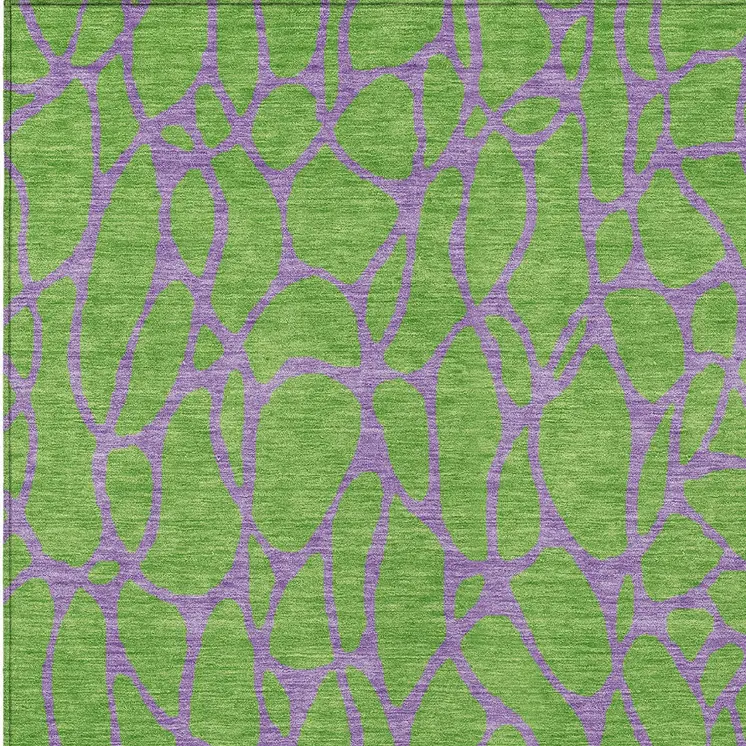 8' X 10' Lime Green And Purple Geometric Washable Indoor Outdoor Area Rug