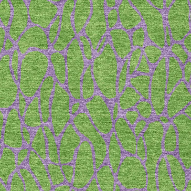 10' X 14' Lime Green And Purple Geometric Washable Indoor Outdoor Area Rug