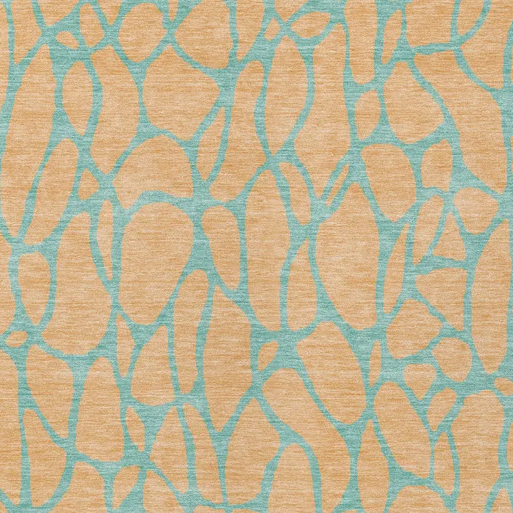8' X 10' Mint Green And Peach Geometric Washable Indoor Outdoor Area Rug